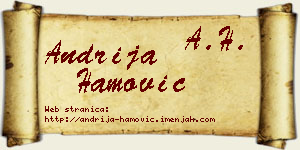 Andrija Hamović vizit kartica